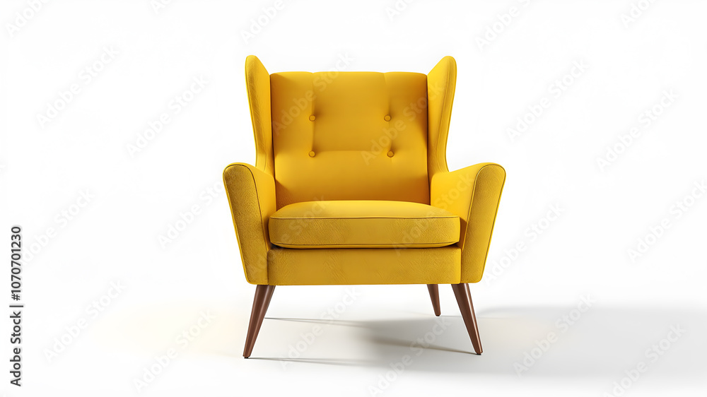 Yellow armchair isolated on white background. Interior design element Yellow armchair isolated on white background. Interior design element