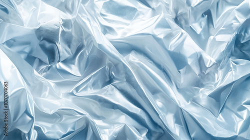A close-up of the transparent plastic wrap material, with clear textures and a glossy surface. The background is white to highlight the texture of each layer of the wrapping film.