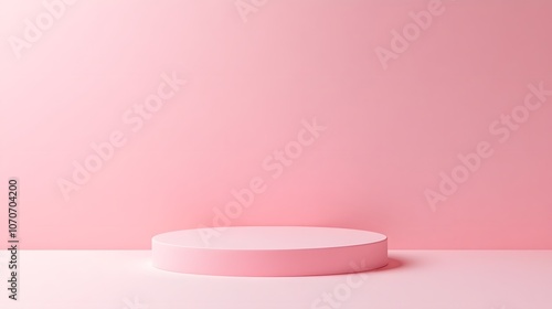 Minimalist Pink Platform and Background. Copy space concept. Mockup product presentation.