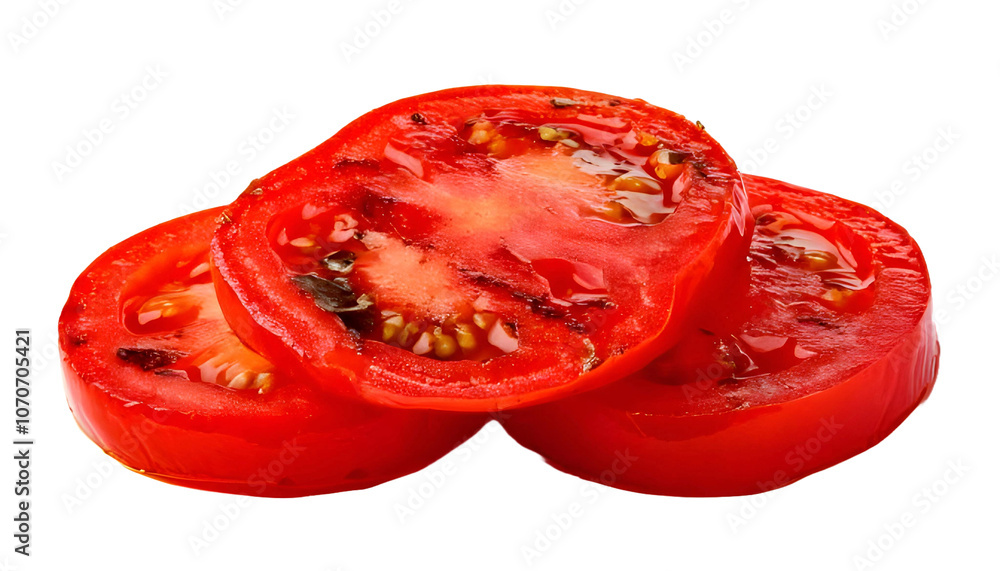 Grilled slices of tomato on transparency background PNG Grilled slices of tomato on transparency background PNG