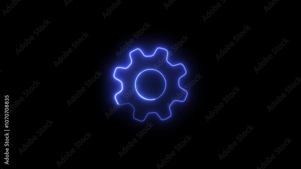 Glowing neon line setting icon with spinning gears icon animated. Technology setting icon concept. Glowing neon line setting icon with spinning gears icon animated. Technology setting icon concept.