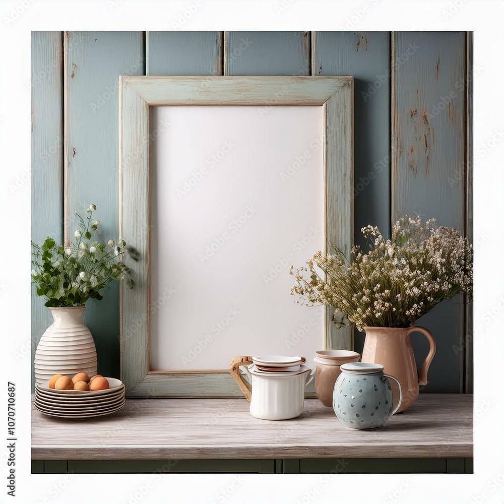 Fototapeta premium Shabby Chic Kitchen Frame Mockup
