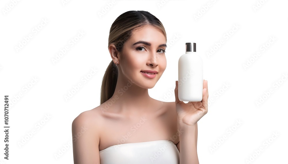 Smiling woman holding a cup of coffee, caring for her skin with beauty cream Smiling woman holding a cup of coffee, caring for her skin with beauty cream