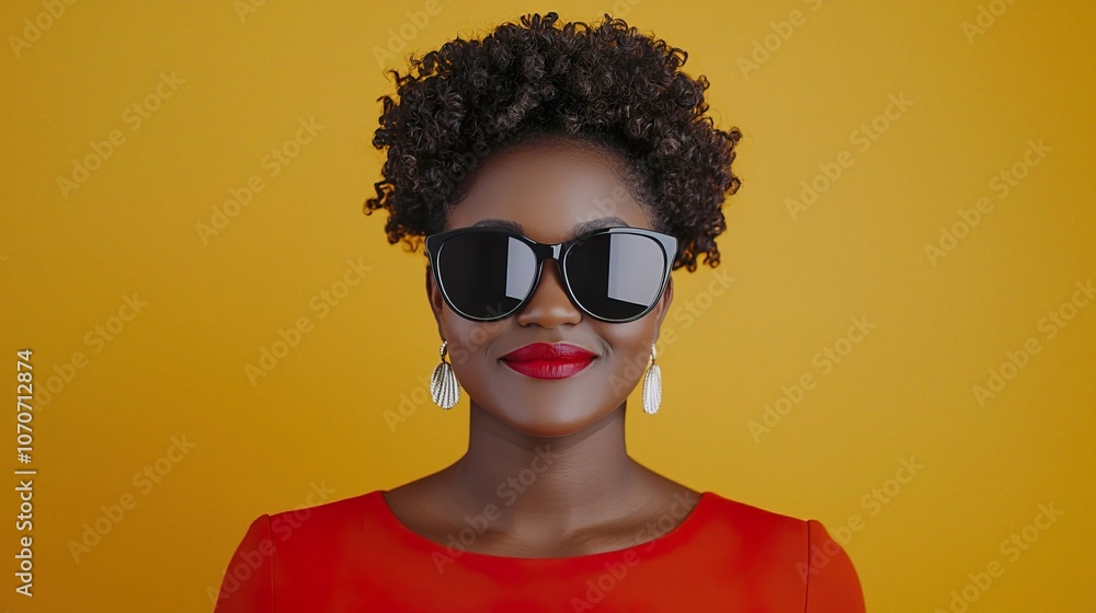 Confident Woman with Bold Style and Sunglasses Confident Woman with Bold Style and Sunglasses