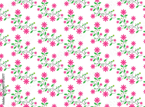 a floral pattern with pink flowers on a white background.