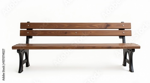 Wooden park bench isolated on a white background