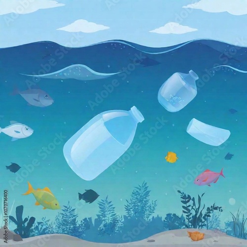 cartoon sea ocean pollution