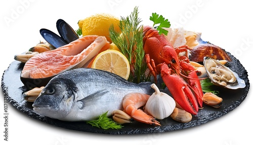 Boiled lobster on a white plate, a delicious seafood dinner
