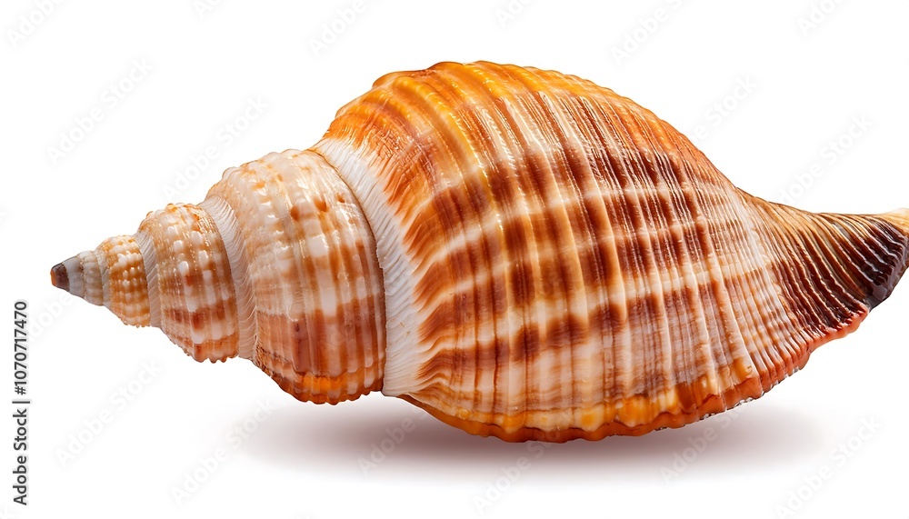 Isolated scallop shell on white background, perfect for marine or tropical decoration Isolated scallop shell on white background, perfect for marine or tropical decoration