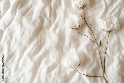 Texture de coton blanc net avec de légères rides pour une ambiance douce