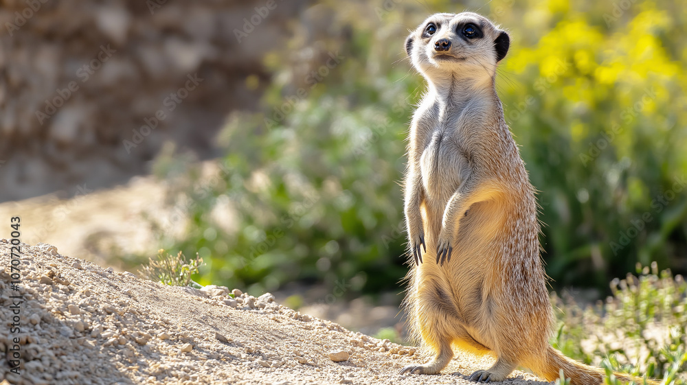 Fototapeta premium A meerkat standing on its hind legs