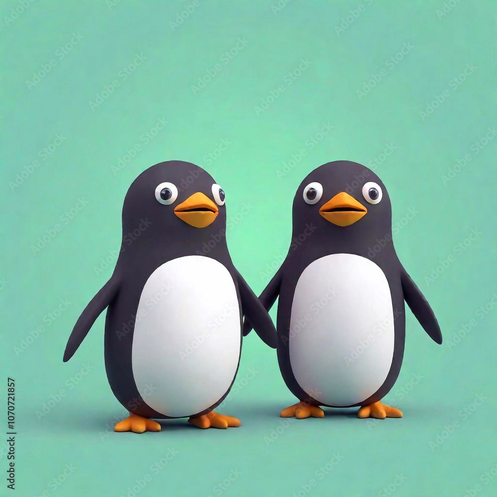 Naklejka premium cute black penguin with a white background. 3 d render illustration