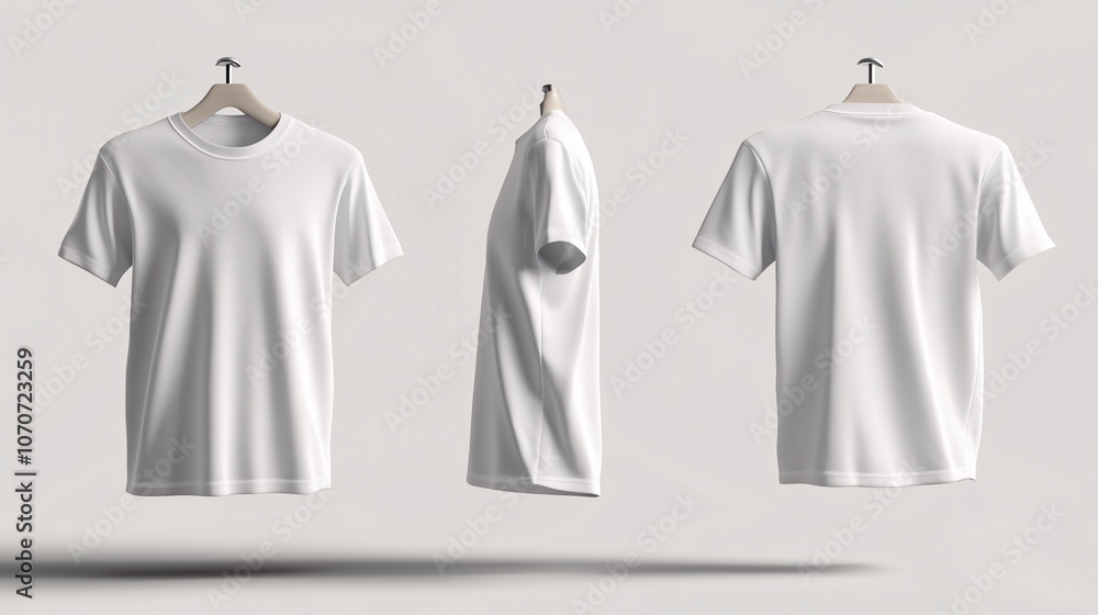 Blank Front Rear and Side Men White T-Shirt on Hanger Mockup, Empty White Men Casual Shirt Mockup, Plain White Cotton Shirt Blank Front Rear and Side Men White T-Shirt on Hanger Mockup, Empty White Men Casual Shirt Mockup, Plain White Cotton Shirt