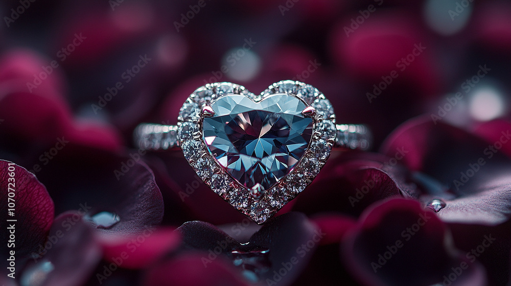 heart-shaped diamond ring floating elegantly, symbolizing love, commitment, and eternal devotion. The luxurious sparkle reflects deep emotions and unforgettable moments heart-shaped diamond ring floating elegantly, symbolizing love, commitment, and eternal devotion. The luxurious sparkle reflects deep emotions and unforgettable moments