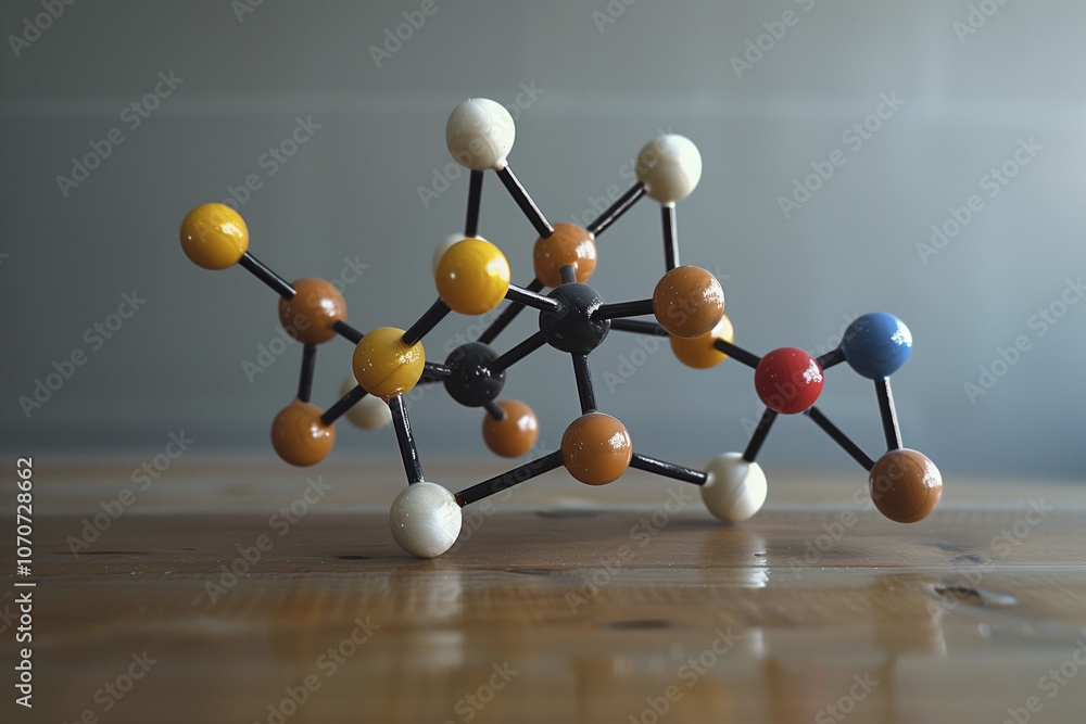 Obraz premium 3d render of molecule. close up of model of molecules, atoms. science, biology, chemistry background. DNA model. AI Generated
