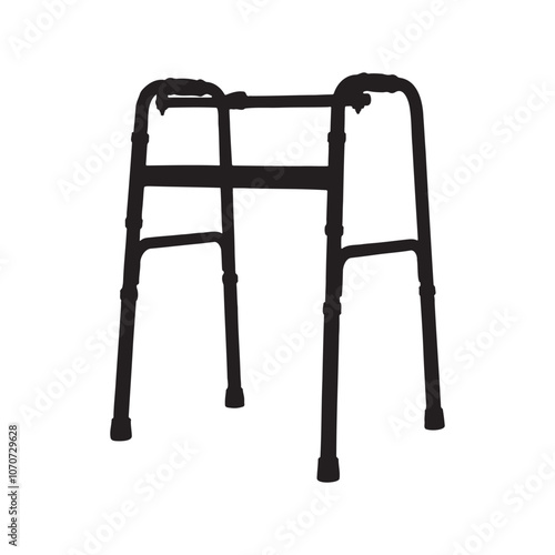 Foldable Walker for Seniors Silhouette Vector Illustration