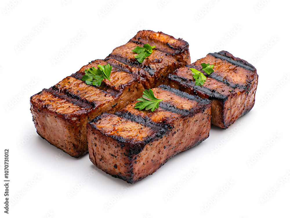 Barbecue steak fried isolated on white background Barbecue steak fried isolated on white background