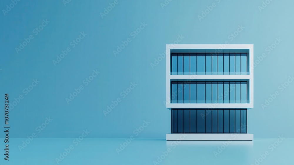 Modern isometric office tower with helipad, sleek glass design, highrise feel Modern isometric office tower with helipad, sleek glass design, highrise feel