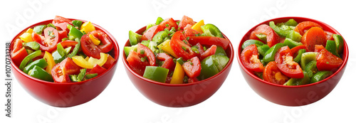 Fresh Vegetable Salad in Bowls on Transparent Background