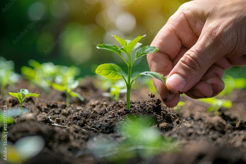 closeup of a man's hand carefully planting a small tree in the ground, symbolizing growth and entrepreneurship. closeup of a man's hand carefully planting a small tree in the ground, symbolizing growth and entrepreneurship.