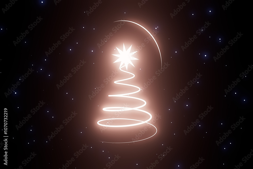 Obraz premium A glowing Christmas tree with a star on top