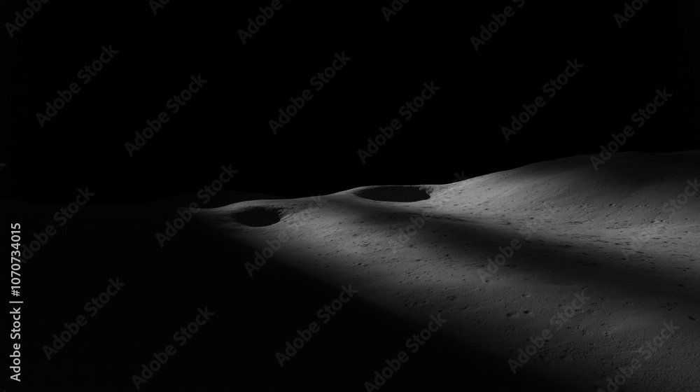 Lunar landscape from orbit: detailed craters in shadow and light Lunar landscape from orbit: detailed craters in shadow and light
