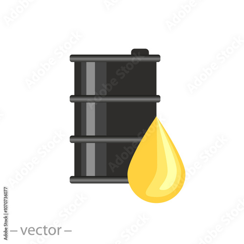 oil barrel icon, fuel or petroleum, oil products, flat vector illustration