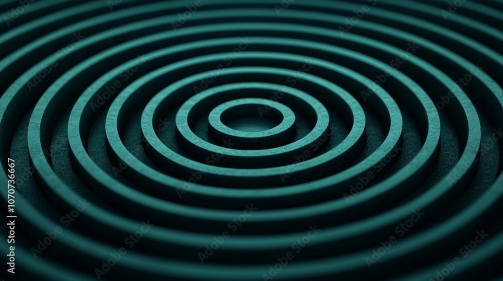 Abstract teal concentric circles pattern with a 3D effect. Abstract teal concentric circles pattern with a 3D effect.
