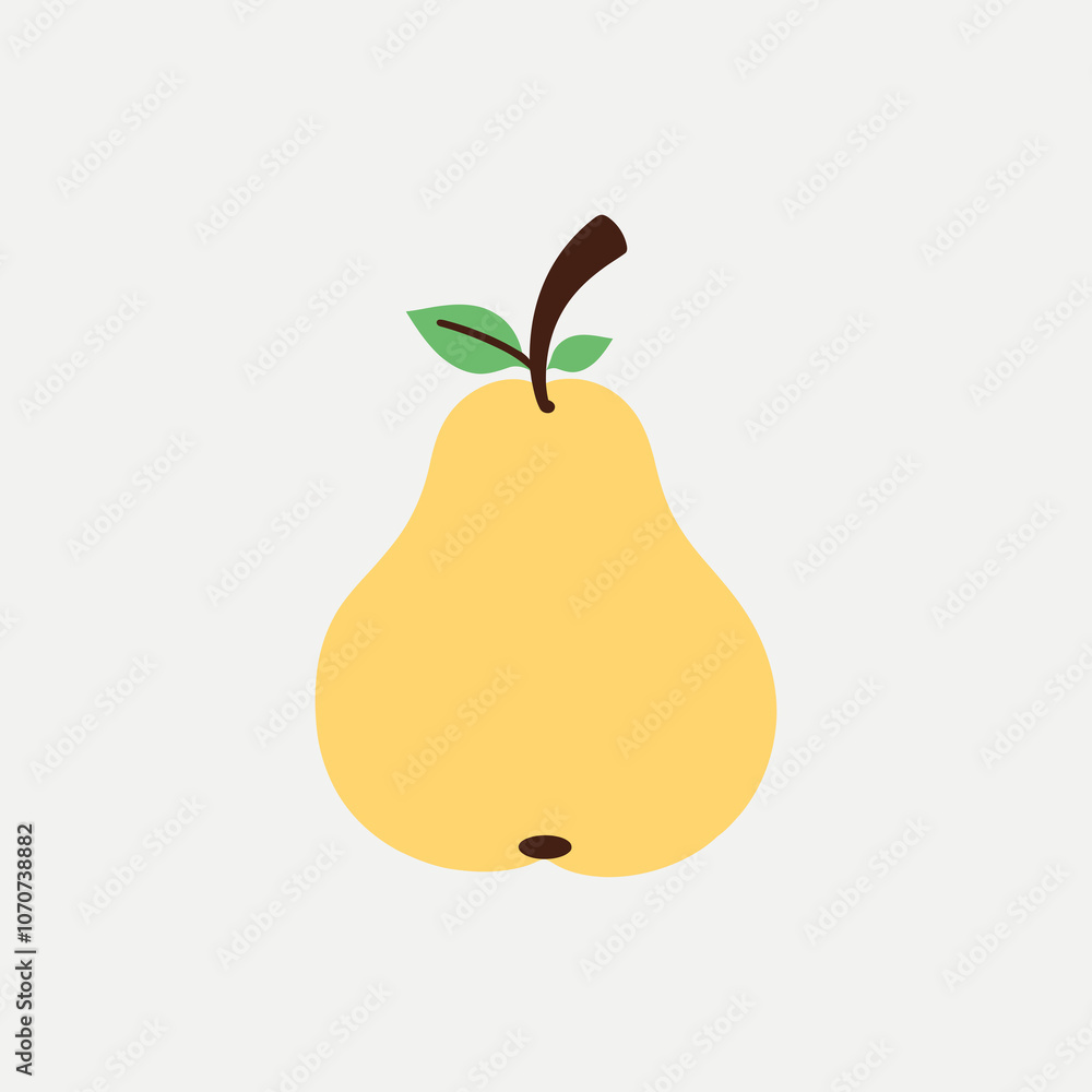 A simple minimalist pear illustration with white background A simple minimalist pear illustration with white background