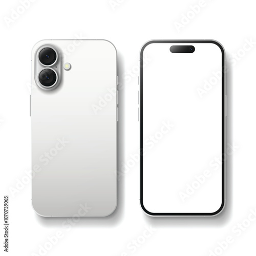 Smartphone models 16 white, isolated vector on white background
