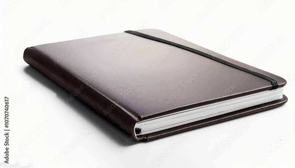 A sleek black hardcover notebook lies closed against a stark white background, showcasing its texture and design. Ideal for business, personal notes, or academic planning. A sleek black hardcover notebook lies closed against a stark white background, showcasing its texture and design. Ideal for business, personal notes, or academic planning.