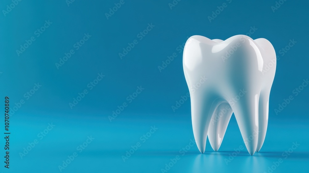 A Single Tooth on a Blue Background A Single Tooth on a Blue Background