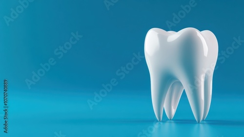 A Single Tooth on a Blue Background