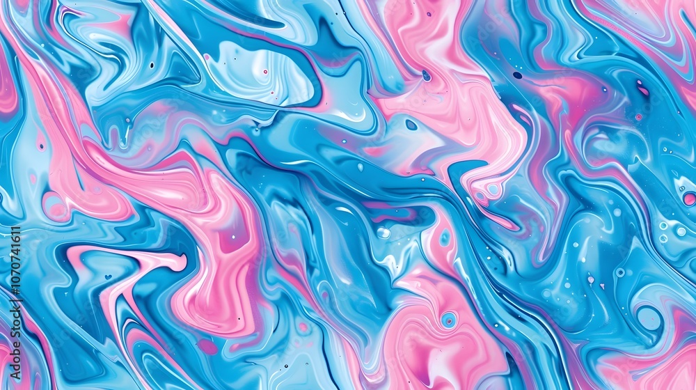 Obraz premium Abstract Swirling Blue and Pink Liquid Art