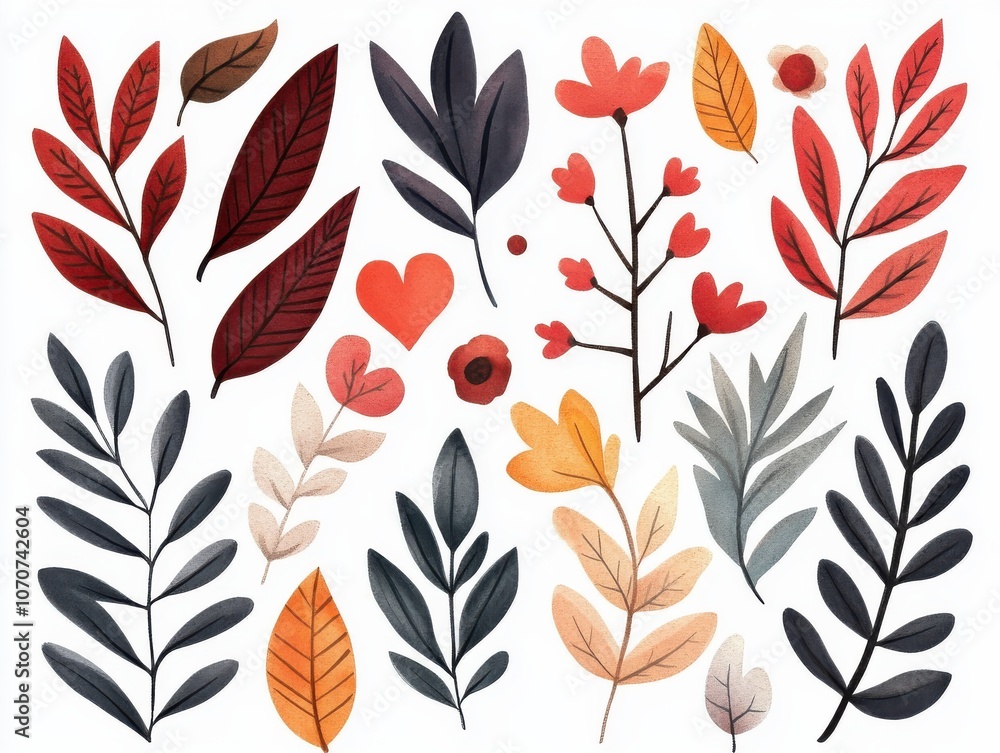 Elegant Autumn Floral Foliage Collection Elegant Autumn Floral Foliage Collection
