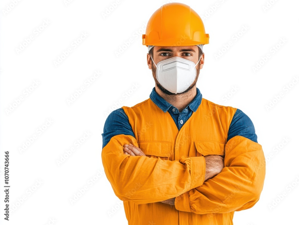 Builder in Protective Gear with Safety Equipment Builder in Protective Gear with Safety Equipment