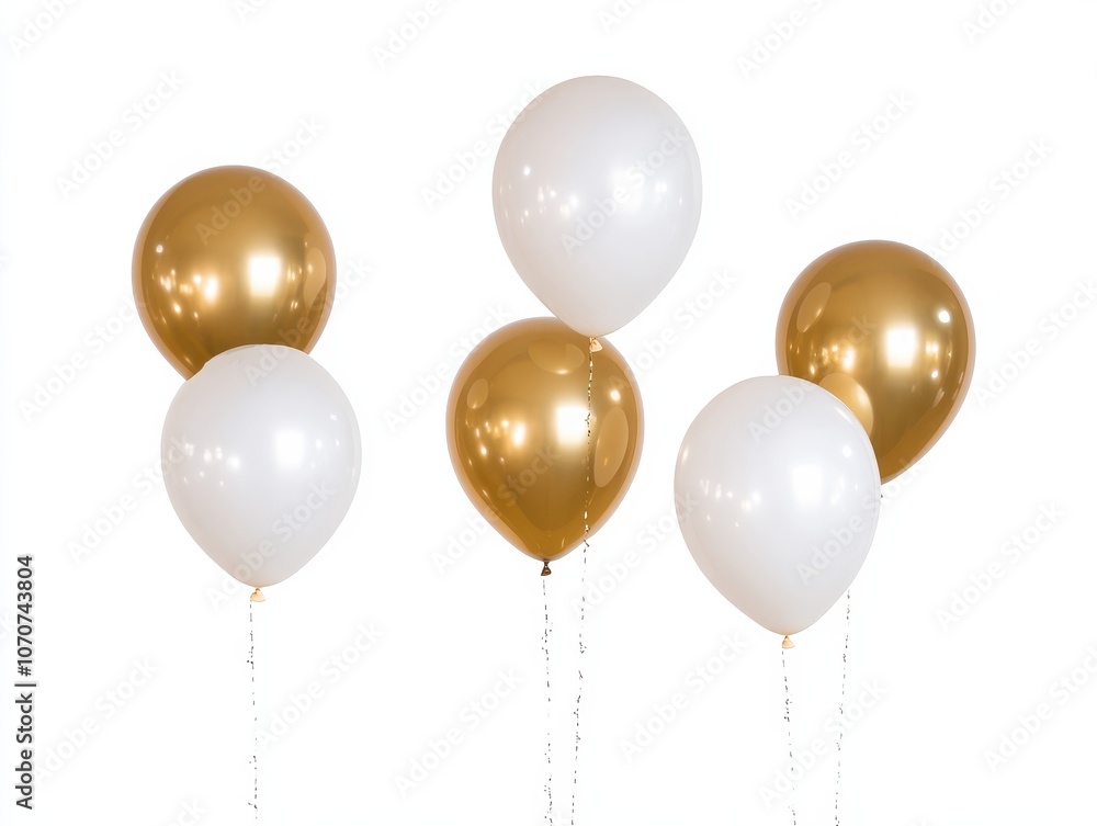 Stylish Gold and White Helium Balloons for Celebrations