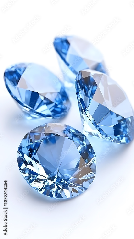 Fototapeta premium Blue gemstone, diamond, crystal, isolated on white background