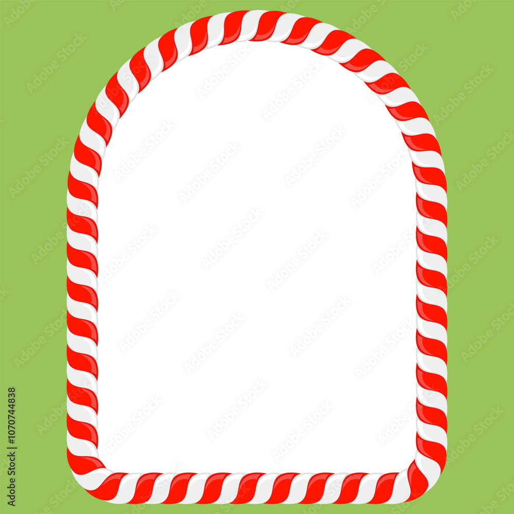 Vector Christmas candy cane frame with red and white stripes on green background. Xmas border. Vector Christmas candy cane frame with red and white stripes on green background. Xmas border.