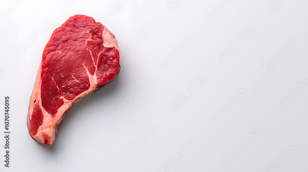 Fresh raw beef steak top view isolated on white background Fresh raw beef steak top view isolated on white background