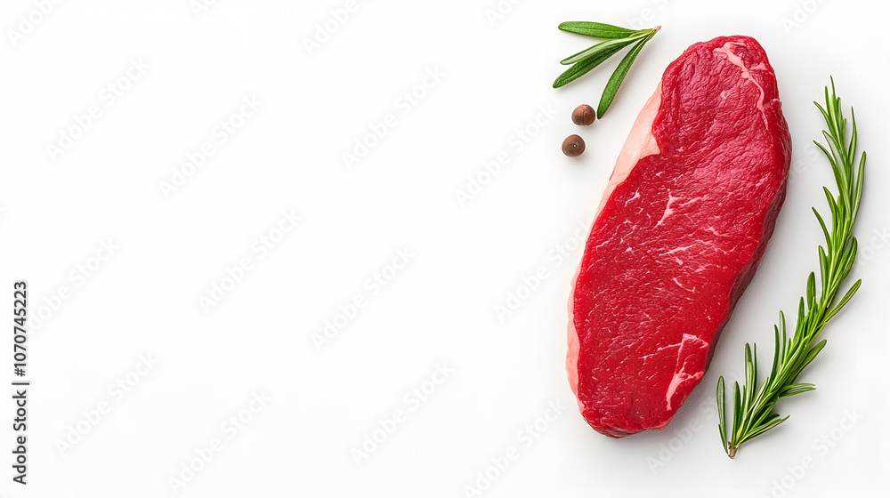 Fresh raw beef steak top view isolated on white background Fresh raw beef steak top view isolated on white background