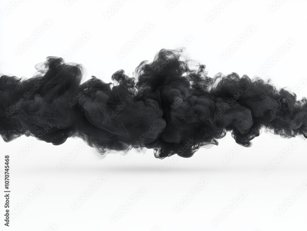 Dark Smoke Flowing Isolated on White Background Dark Smoke Flowing Isolated on White Background