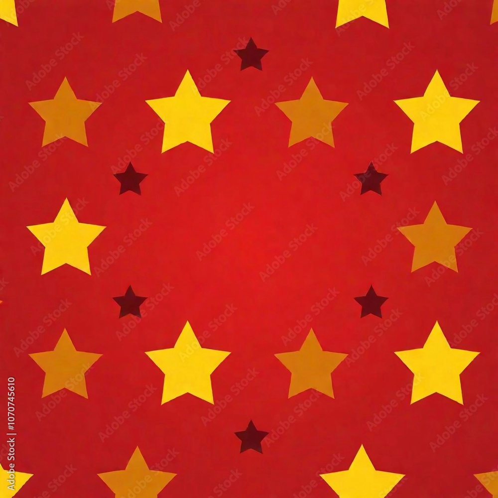 A seamless texture with vibrant yellow stars on a bold red background, perfect for a playful theme A seamless texture with vibrant yellow stars on a bold red background, perfect for a playful theme