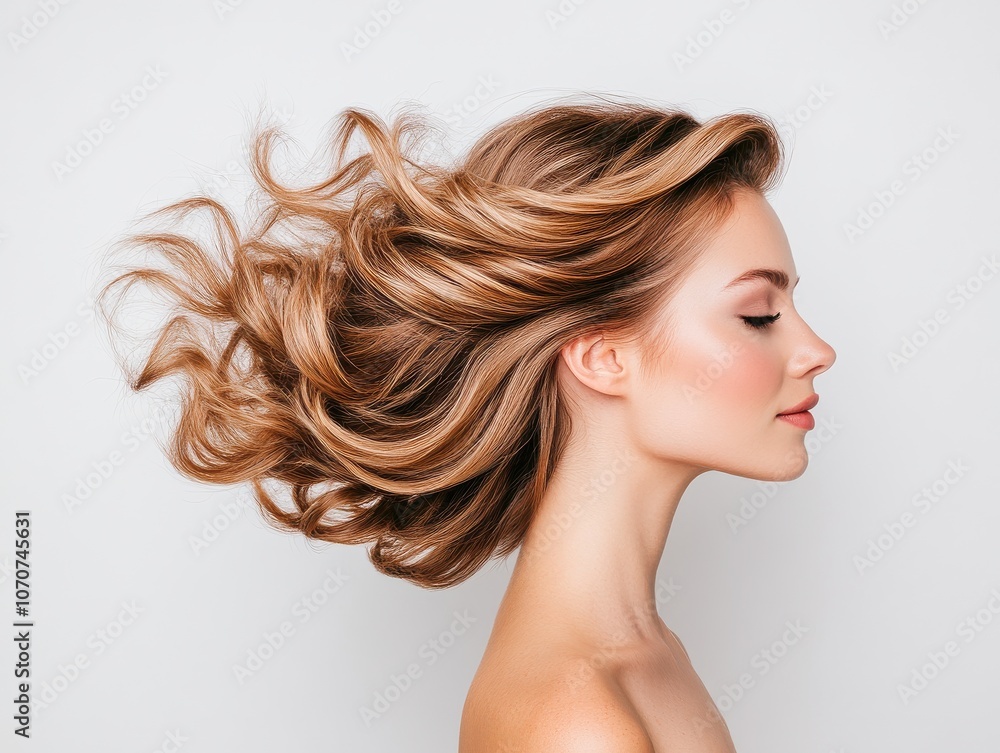 Elegant Side View of a Woman with Voluminous Hair Elegant Side View of a Woman with Voluminous Hair