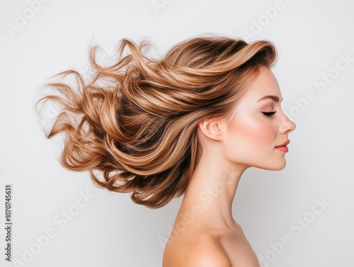 Elegant Side View of a Woman with Voluminous Hair