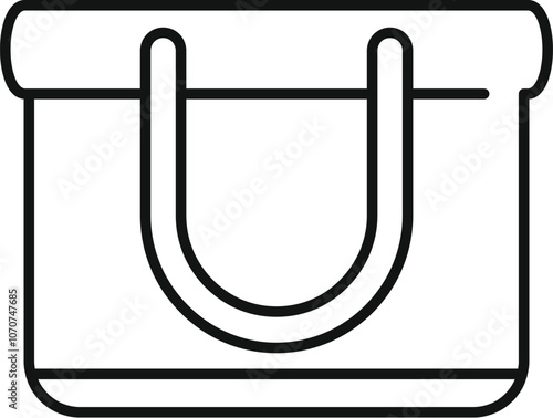 Line drawing of a shopping bag with handles, perfect for representing retail, fashion, or consumerism