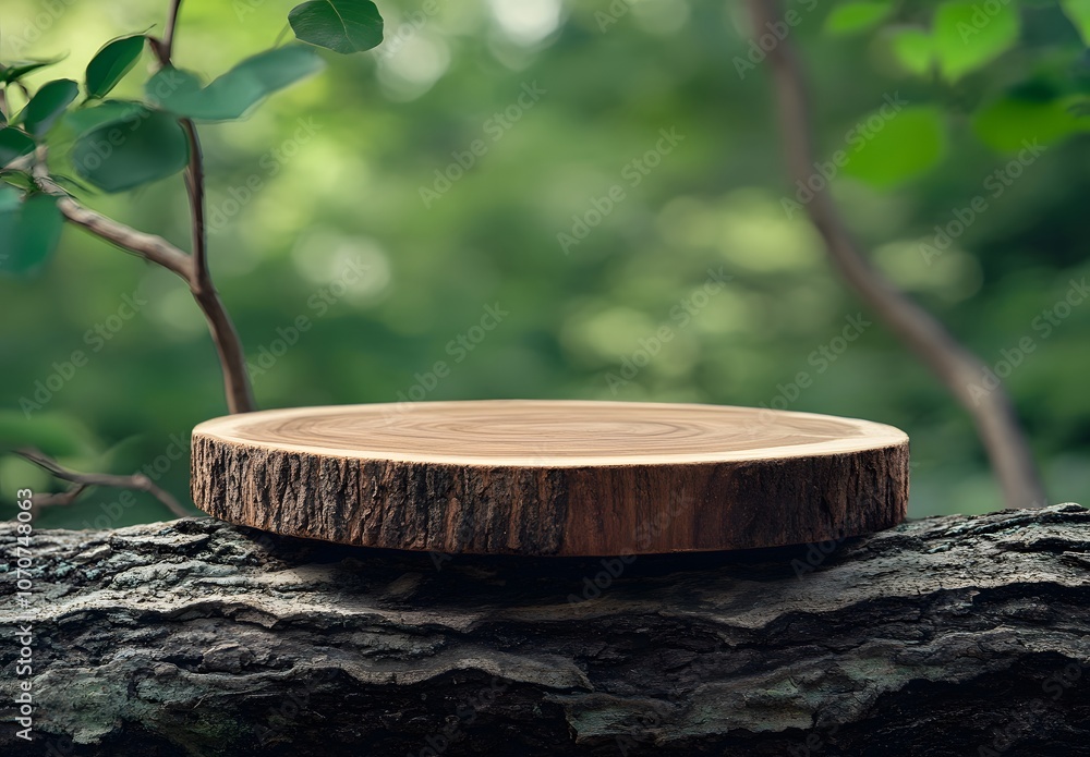 Wooden Tree Trunk Slice on a Forest Branch Wooden Tree Trunk Slice on a Forest Branch