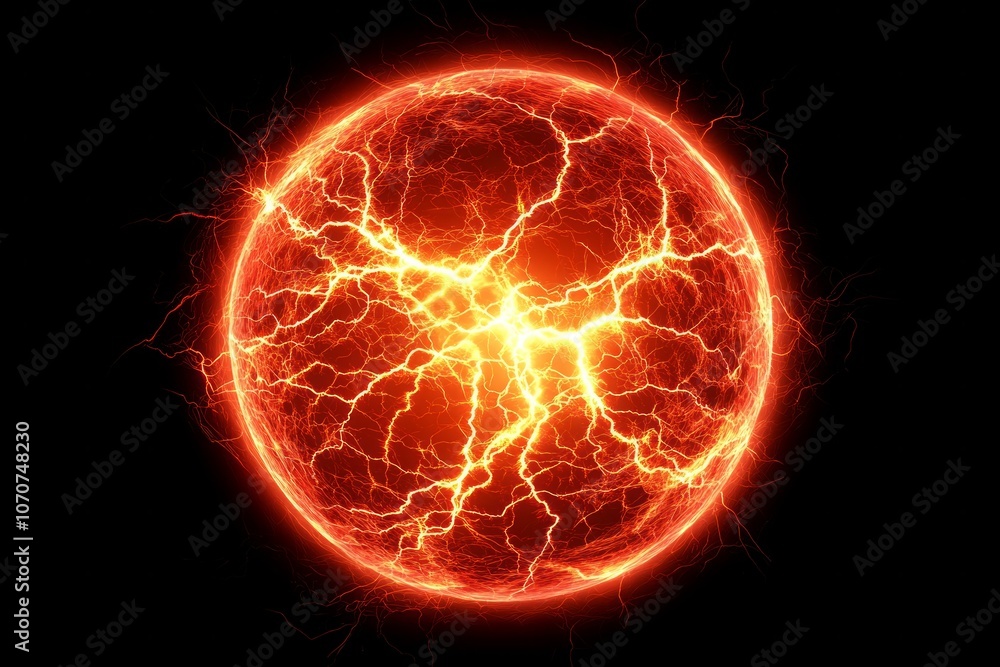 red glowing spherical high-energy plasma red glowing spherical high-energy plasma
