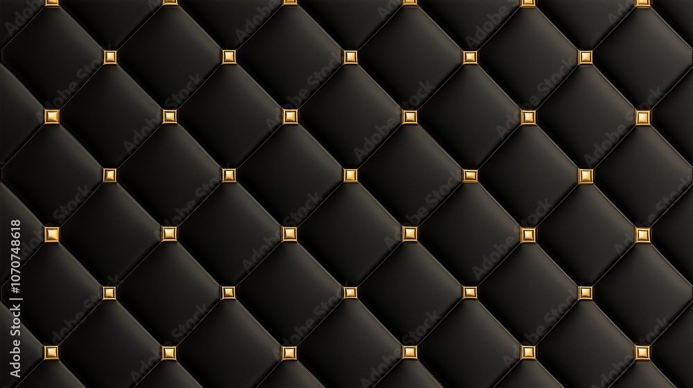 luxurious, tufted black leather texture, quilted into diamond-shaped sections adorned by an embellishment, for high-end branding or luxury-themed designs, with an elegant and premium quality luxurious, tufted black leather texture, quilted into diamond-shaped sections adorned by an embellishment, for high-end branding or luxury-themed designs, with an elegant and premium quality