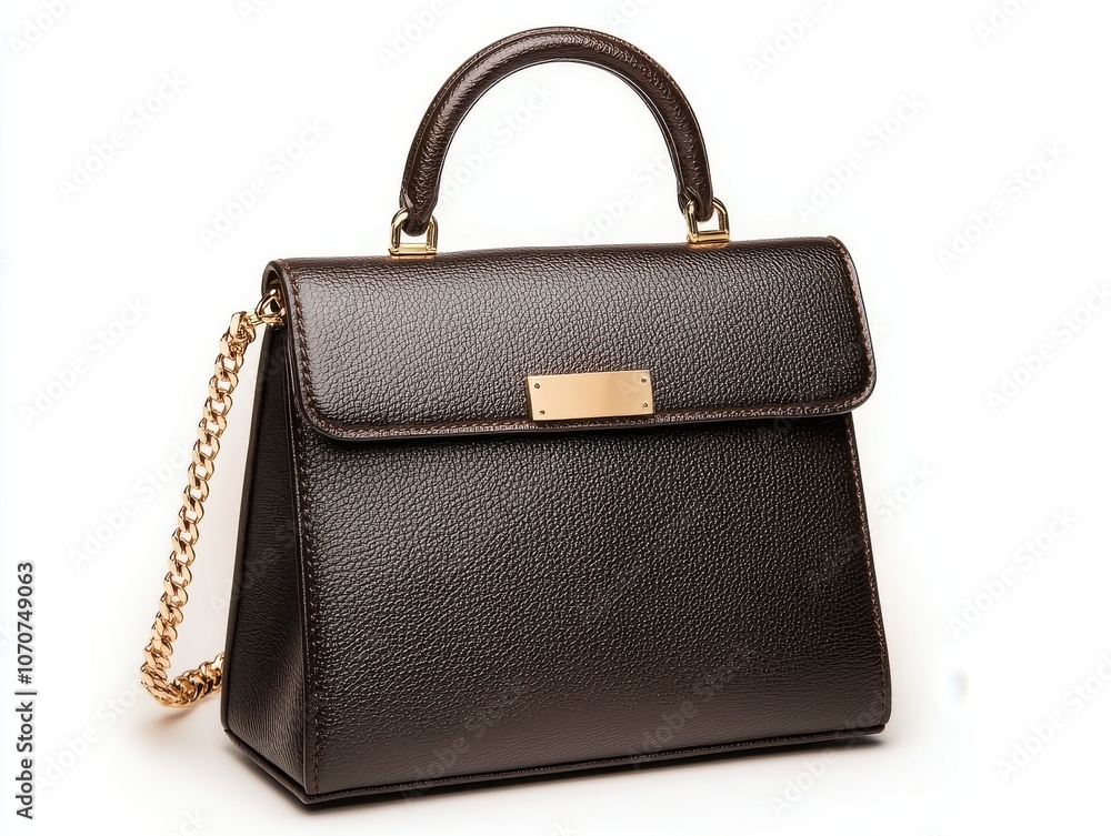 Elegant Brown Handbag with Gold Chain Detail Elegant Brown Handbag with Gold Chain Detail
